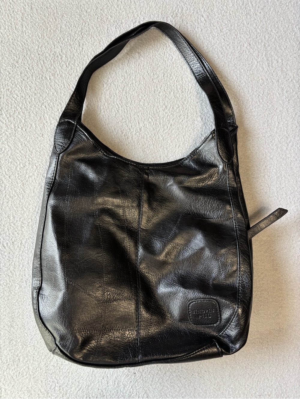 Black Leather Shoulder Bag - Unbranded Classic Hobo